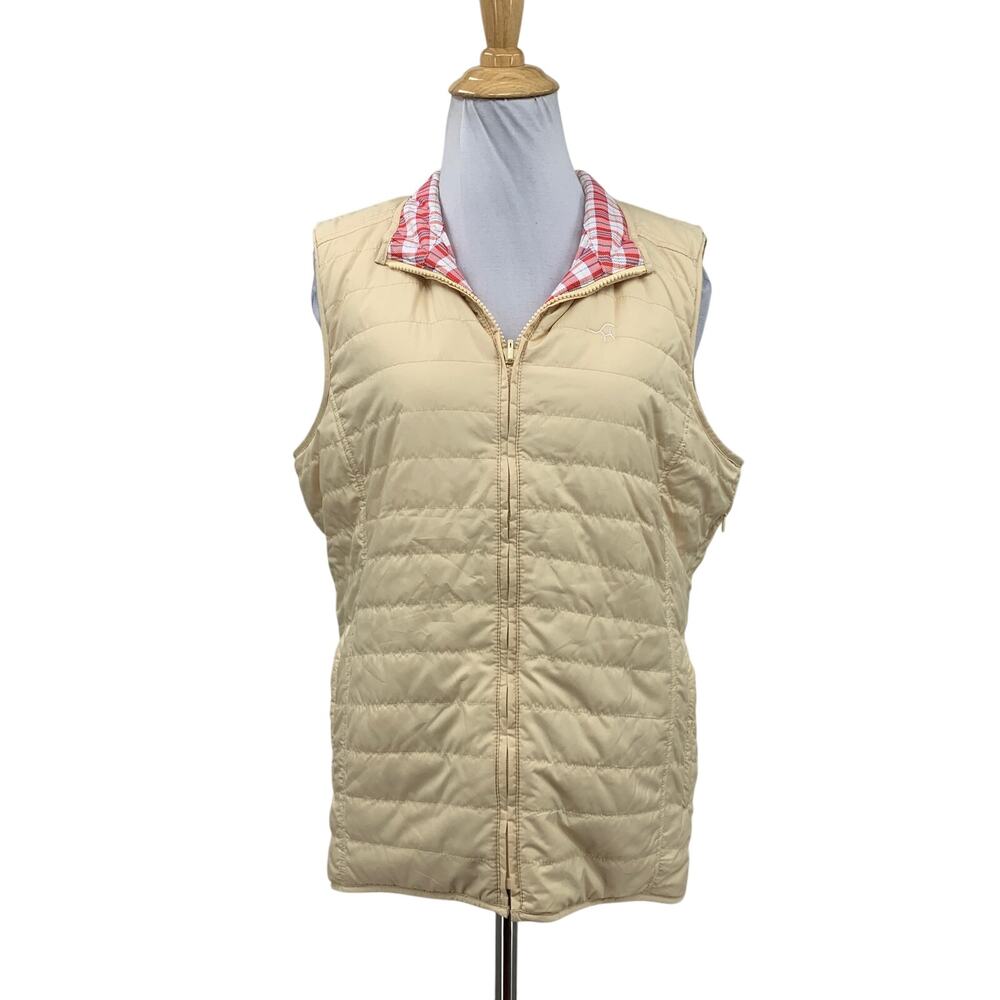 Peter Millar Vest Womens L Large Multi Plaid Warmth Reversible Quilted Full Zip